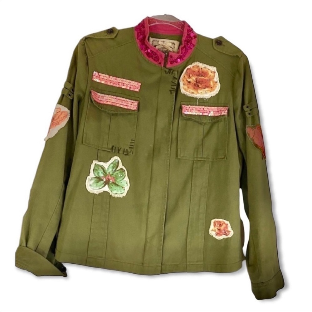 SUGAR Lips Adorned Khaki Jacket Medium